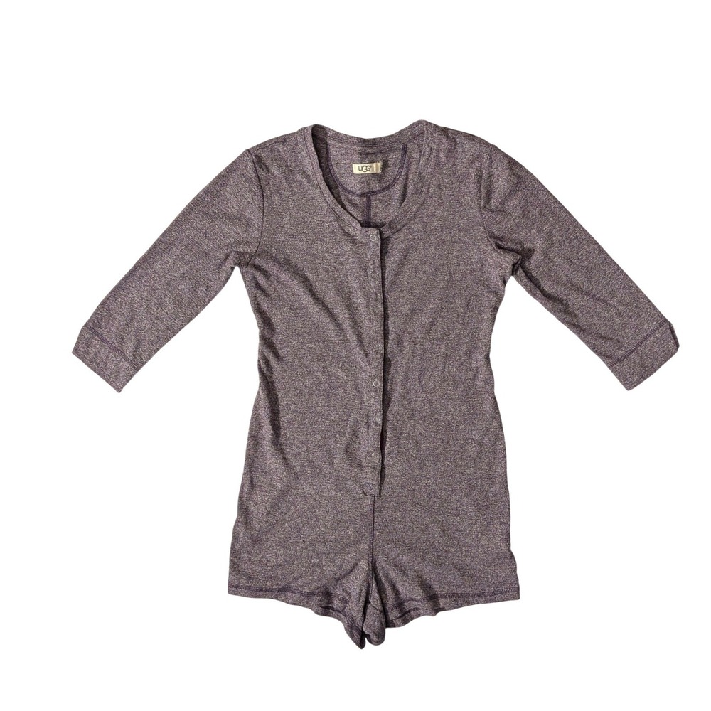 UGG Heidi Lounge Romper Nightshade Heather Purple Snap Up 100% Cotton Pajamas M - Picture 2 of 12